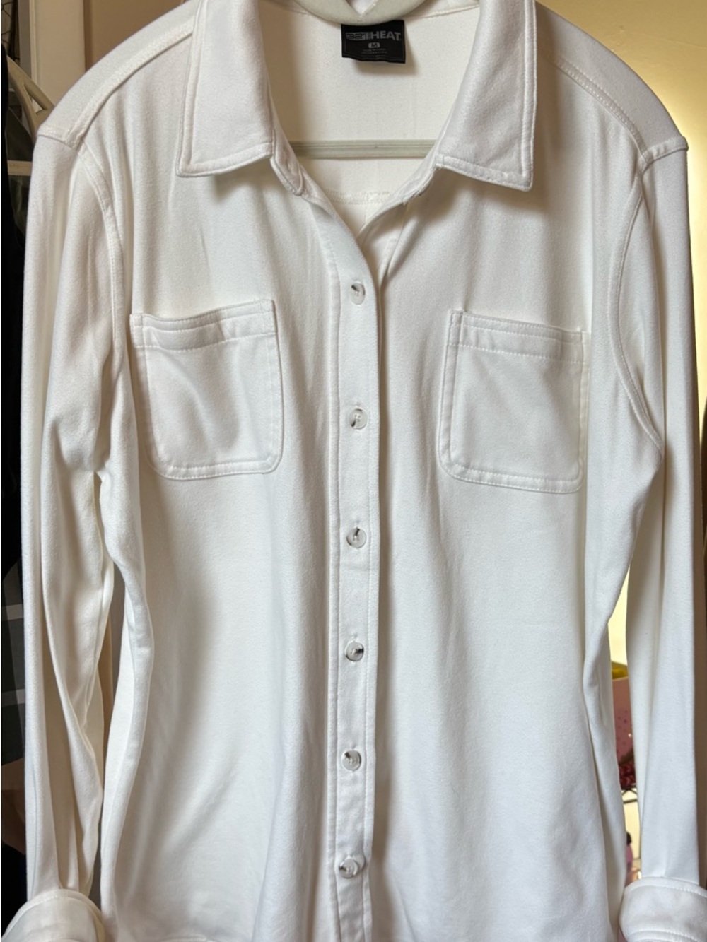 32 Degrees White Button-Down Shirt with Chest Pockets